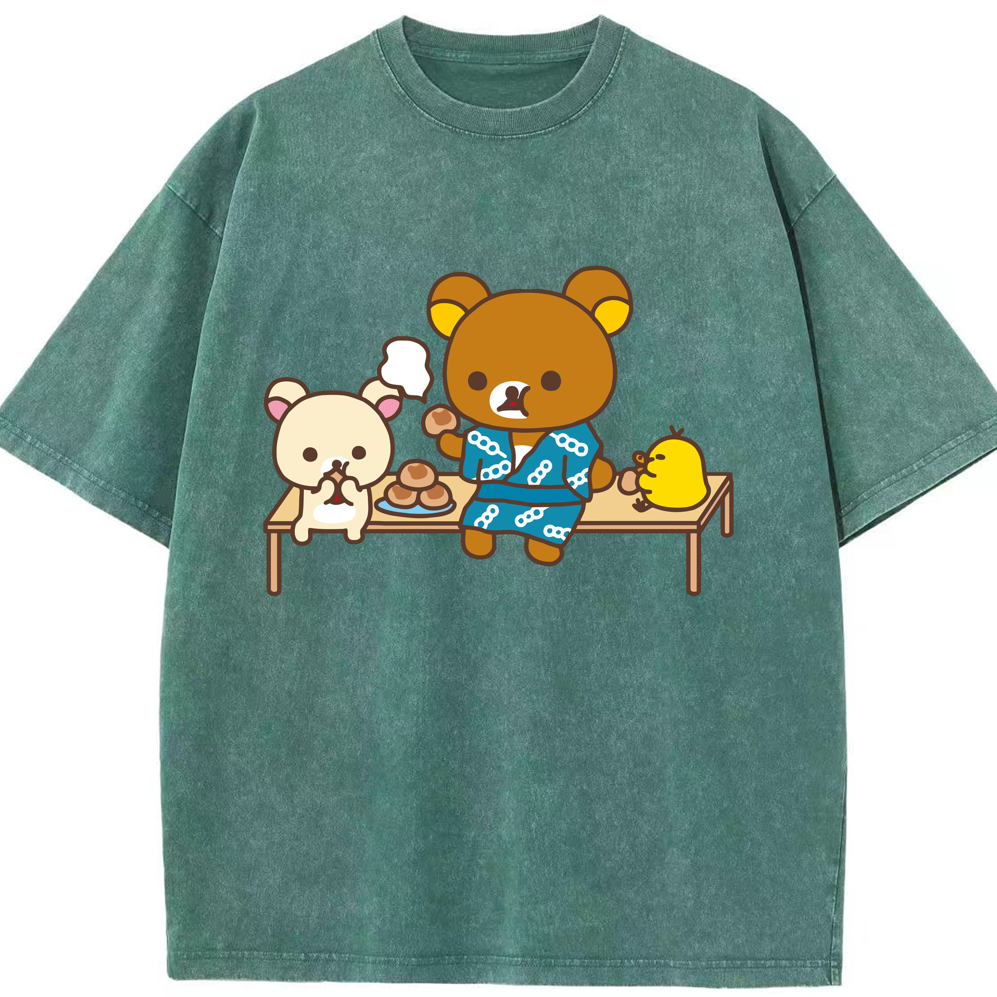（画像用） リラックマ リラックマ キイロイトリ Rilakkuma Korilakkuma Kiiroitori 綿100% ヴィンテージ風 半袖Tシャツ（フロントプリント）